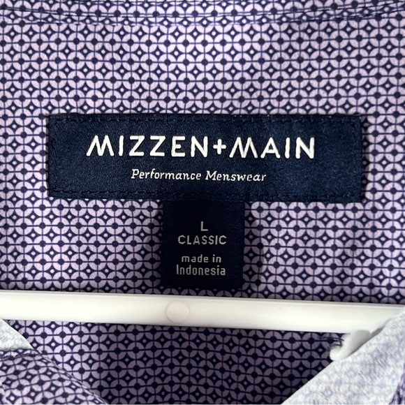 Mizzen Main Shirt Mens Size Large Classic Purple Geometric Stretch Career Button - Picture 6 of 12
